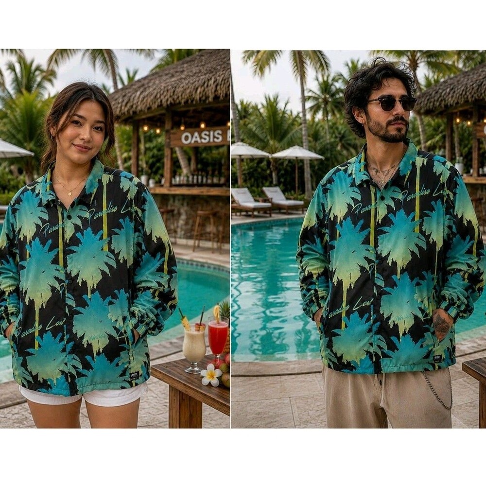 WeSC x Paradise Lost Palm Tree Jacket Unisex Size Men's M Women's L
